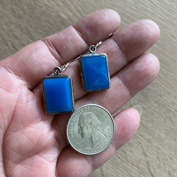 Stone Age sterling silver blue chalcedony earring and necklace set - Picture 5 of 7